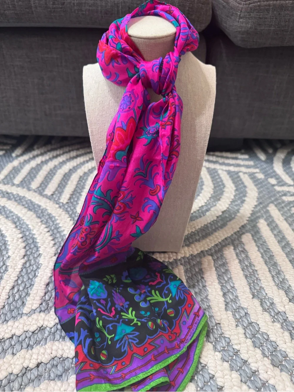 Vintage Liz Claiborne 100% Silk Floral Scarf Made in Japan